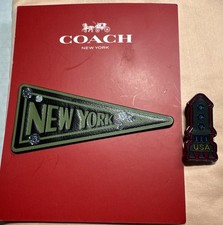 Adesivo de bandeira de couro Coach New York acessório de uso único e broche foguete Coach comprar usado  Enviando para Brazil