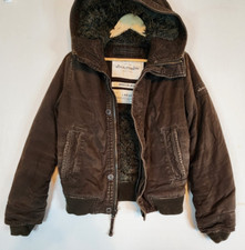 Casaco feminino Abercrombie Fitch Harrison jaqueta de algodão marrom forrado de pele sintética tamanho G comprar usado  Enviando para Brazil