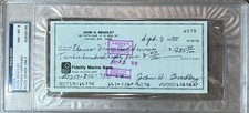 Cheque bancário Iwo Jima John Bradley 1988 assinado PSA/DNA 8 comprar usado  Enviando para Brazil