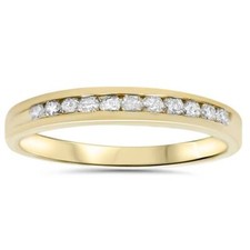 Usado, Conjunto de aliança de casamento anel feminino 1/4 ct canal diamante natural ouro amarelo 14K puro comprar usado  Enviando para Brazil