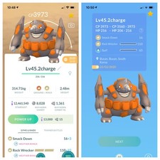 Rhyperior Legacy Pokemon Trade Go Lv 45 desbloqueado 2 cargas Pokémon Go Master Pvp comprar usado  Enviando para Brazil
