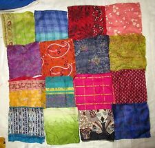 LOTE BBI SEDA PURA Antiguo Vintage Telas Sari RESTANTE 24 piezas 8 pulgadas COLORES MEZCLADOS segunda mano  Embacar hacia Mexico