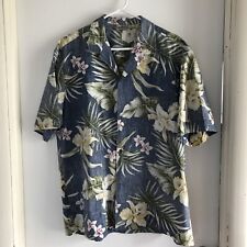 Camisa de acampamento Royal Creations havaiana manga curta XL denim azul palmeiras flor comprar usado  Enviando para Brazil