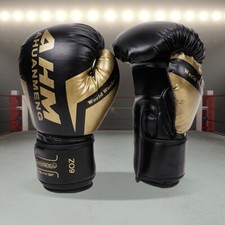 Luvas de competição Muay Thai couro ecológico esponja luvas de boxe (6 oz preto) comprar usado  Enviando para Brazil