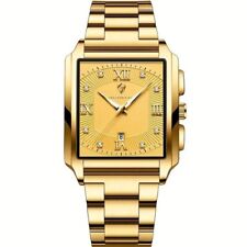 Relógio masculino de luxo retangular de aço calendário resistente à água movimento de quartzo novo comprar usado  Enviando para Brazil