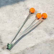 Juego de 3 palos de calabazas naranja caprichosas de colección para bebida de cóctel Swizzle de colección segunda mano  Embacar hacia Mexico