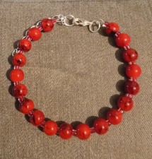 Red marbled beaded for sale  ST. LEONARDS-ON-SEA