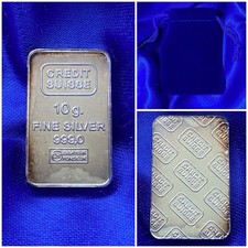 Lingot argent Pur Banque Credit Suisse 10 Gram 999/1000 Fine Silver Bar +Sacoche comprar usado  Enviando para Brazil