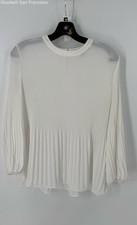 Blusa feminina Adrianna Papell branca plissada Georgette crepe manga longa P comprar usado  Enviando para Brazil