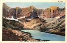 Cartão postal de linho Cracker Lake, GLACIER NATIONAL PARK, Montana - Curt Teich comprar usado  Enviando para Brazil