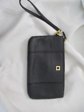 Bolsa de couro LODIS preta seixo bolsa de pulso carteira de ouro 5x8", usado comprar usado  Enviando para Brazil