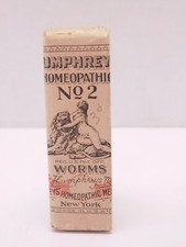 Antiguo boticario remedio homeopático de Humphrey's #2 medicina gusanos sellado segunda mano  Embacar hacia Mexico