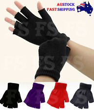 Luvas de inverno sem dedos dedo dedo aberto preto macio quente luva de malha unissex *AUS* comprar usado  Enviando para Brazil