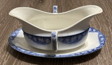Vintage Flow Blue Villeroy & Boch Mettlach Gravy Boat, Budrun, Ceschutz comprar usado  Enviando para Brazil