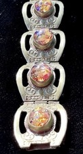 Usado, PULSEIRA PAINEL PRATA ESTERLINA VINTAGE MÉXICO folha de vidro opala fecho comprar usado  Enviando para Brazil