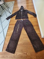 Traje de veludo marrom Don Ed Hardy GG Hollywood EUA RARO!=B, usado comprar usado  Enviando para Brazil