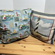 Travesseiros de tapeçaria tema costeiro farol praia veleiro náutico 18x18 20x20 comprar usado  Enviando para Brazil