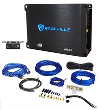 Amplificador de áudio mono carro Rockville dB10 800w pico 200 watts RMS + kit de fio amplificador comprar usado  Enviando para Brazil