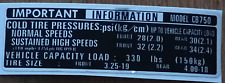 Replacement tyre information for sale  CRAMLINGTON