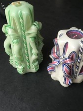 2 velas de pilar de cera talladas a mano vintage de los años 80 segunda mano  Embacar hacia Mexico