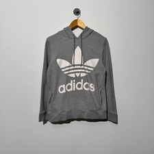 Vintage Adidas Unisex Szara bawełniana bluza z kapturem rozmiar S Spellout Gazelle Y2K Sport Fit na sprzedaż  PL