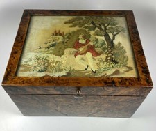 Antique French Needlepoint & Burled Wood Sewing or Work Box, Cigar Box, c1830-50 comprar usado Antique French Needlepoint & Burled Wood Sewing or Work Box, Cigar Box, c1830-50 comprar usado  Enviando para Brazil