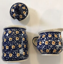 Conjunto de açúcar e creme de porcelana Boleslawiec feito à mão na Polônia comprar usado  Enviando para Brazil