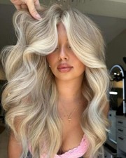 Perucas Balayage cinza loira platina destaque onda corporal peruca frente renda 13x4, usado comprar usado  Enviando para Brazil