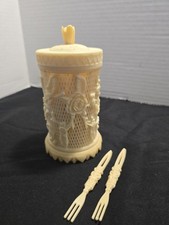 Porta horquillas de aperitivo de plástico tallado floral vintage de los años 50 con 34 horquillas  segunda mano  Embacar hacia Mexico