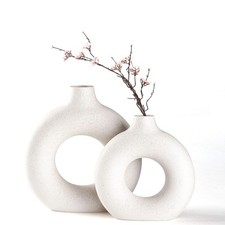 CEMABT Kreatywny wazon ceramiczny, beżowy, okrągły kształt - zestaw 2 szt. do dekoracji na sprzedaż  PL