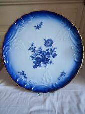 Prato de torta de porcelana Tharaud Limoges forno azul e flores incluindo rosas comprar usado  Enviando para Brazil