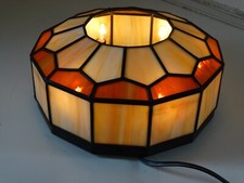 Luminária de teto vintage retrô vitral abajur Swag 12 x 6 bige âmbar, usado comprar usado  Enviando para Brazil