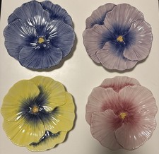 Conjunto de 4 Pratos Vintage Vietri Viola Pansy – Rosa, Azul, Roxo e Amarelo! comprar usado  Enviando para Brazil