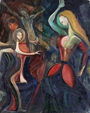 RAYMOND DUVILLE (1916-2007) GRANDE LONA A ÓLEO SURREALISTA FRANCESA ASSINADA - DANÇARINOS comprar usado  Enviando para Brazil