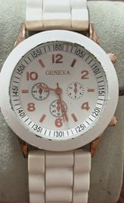 Relógio de quartzo Geneva branco cronógrafo pulseira de borracha funciona 9,5 polegadas de comprimento comprar usado  Enviando para Brazil