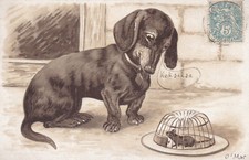 Cpa fantaisie chien d'occasion  France