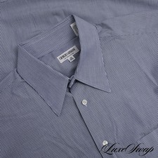 Camisa Giorgio Armani branca azul microstripada gola pontiaguda botão para baixo 16 sem etiquetas  comprar usado  Enviando para Brazil