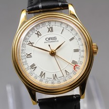 [Perto de ESTADO PERFEITO] ORIS ponteiro data 7403-40B romano 574 ouro relógio automático masculino JAPÃO, usado comprar usado  Enviando para Brazil