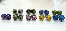 Brincos de aço inoxidável com pedras de vidro escolha de tachas Millefiori colorido comprar usado  Enviando para Brazil