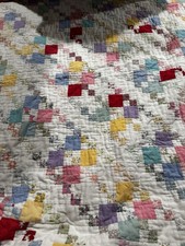 Colcha de retalhos vintage saco de alimentação feito à mão colcha NOVE PATCH APROX 49x72" sem rasgos comprar usado  Enviando para Brazil