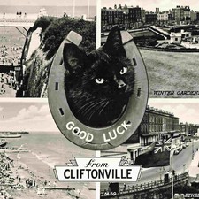 Cliftonville Kent Multiview Lucky Black Cat Margate - 1966 Prawdziwe zdjęcie PC U29 na sprzedaż  Wysyłka do Poland