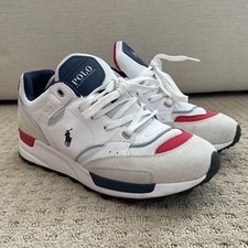 Tênis Polo Ralph Lauren Trackster 200 Masculino EUA 11 Branco Azul Vermelho Corrida comprar usado  Enviando para Brazil