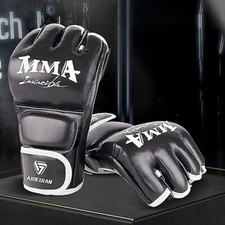 Luvas de boxe de meio dedo vestíveis equipamento esportivo respirável PU (preto M) comprar usado  Enviando para Brazil