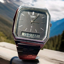 Casio AQ-301 Modul 314 Analog Digital Quartz Vintage Uhr Edelstahl Herrenuhr rar, usado comprar usado  Enviando para Brazil