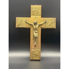 Usado, Crucifixo INRIS vintage de madeira e latão com 4 Saints Lucas Johannes Matheus Marku comprar usado  Enviando para Brazil