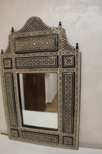 Espelho de parede vintage artesanal de madeira egípcia incrustado – Mosaico de Mãe de Pérola comprar usado  Enviando para Brazil