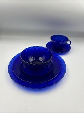 Vintage Duralex Rivage 5 Pçs Configuração de Lugar Bormioli Rocco Vidro Azul Cobalto comprar usado  Enviando para Brazil