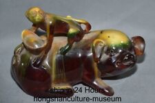 Escultura de animal macaco porco escultura âmbar vermelho 5,2" antiga dinastia chinesa Fengshui comprar usado  Enviando para Brazil