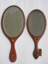 (2) Espelhos de mão antigos de madeira abanador grande do século XIX, 13 1/2" (rachadura) comprar usado  Enviando para Brazil