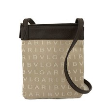 Bolsa de ombro BVLGARI logotipo mania couro lona bege/7BG0628 comprar usado  Enviando para Brazil